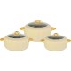 Hot Pot Food Warmer Thermal Insulated Casserole Serving Dish Set Ivory Rivoli With Glass Lids 1.8-2.4-3.2L (3 Pieace Set) SERVEWARE image