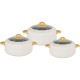 Hot Pot Food Warmer Thermal Insulated Casserole Serving Dish Set White Rivoli With Glass Lids 1.8-2.4-3.2L (3 Pieace Set) image