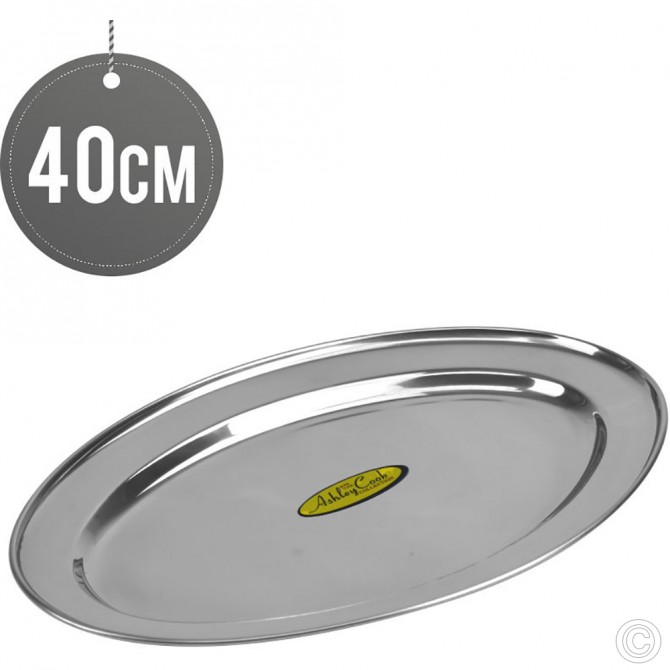 Oval Stainless Steel Serving Tray 40cm SERVEWARE, SERVEWARE image