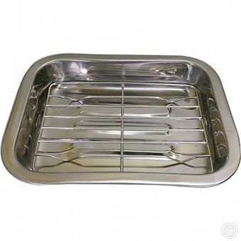 Stainless Steel Roasting Tray With Grill 25cm 