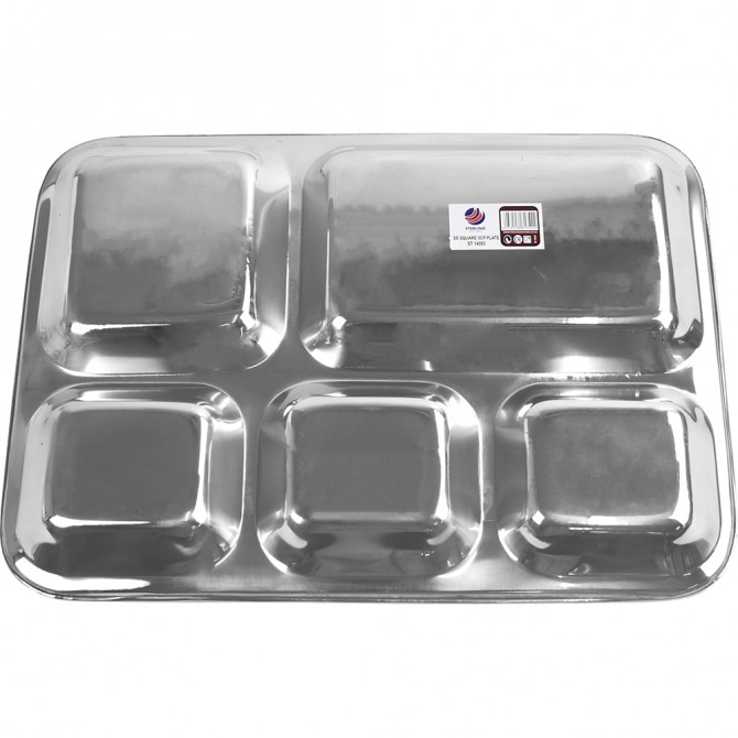 Stainless Steel 5CP Compartment Tray 34x26cm SERVEWARE image