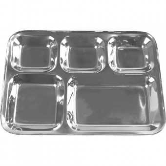 Stainless Steel  5CP Compartment Tray 34x26cm