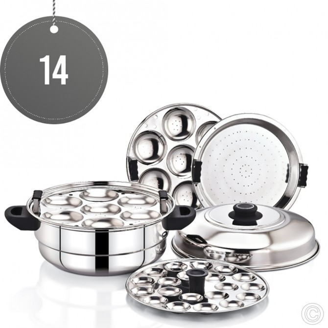 Diamond Stainless Steel Nexa Steamer Pressed 14 Idli image