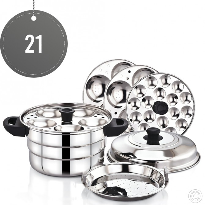 Diamond Stainless Steel Nexa Steamer Pressed 21 Idli SS COOKWARE image