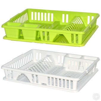 Plastic Dish Drainer Rack With DripTray & Cutlery Holder 47x39x10.5cm